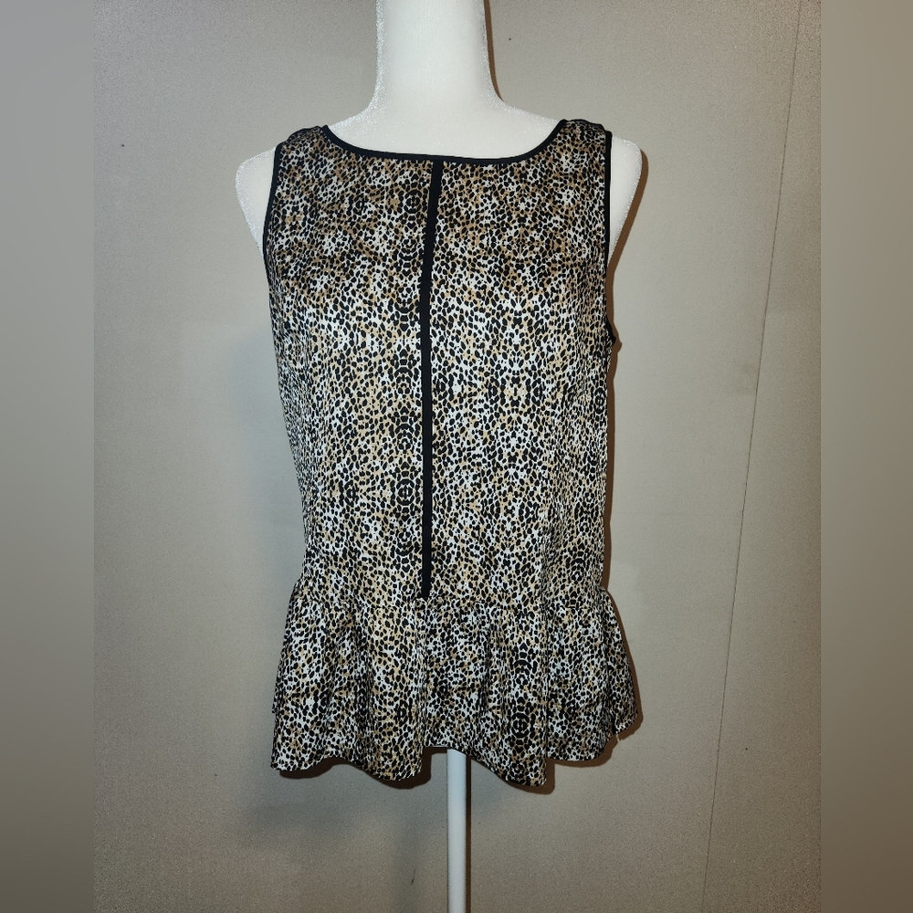 Ann Taylor Cheetah Print Peplum Tank Top size 6 EUC